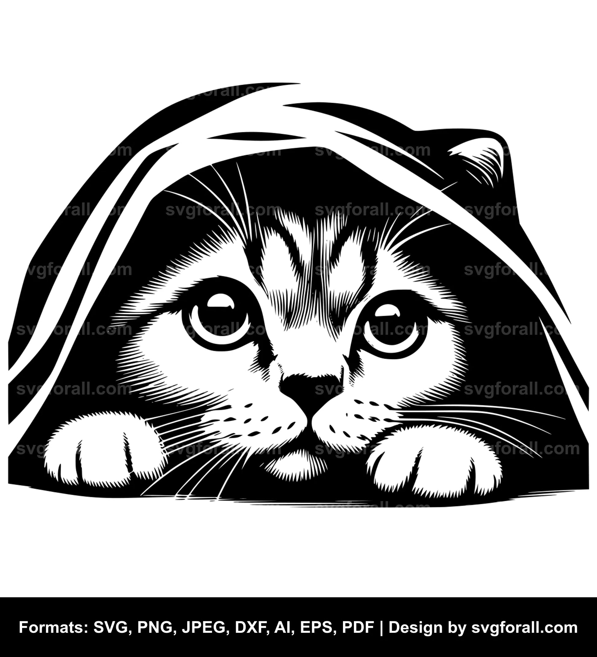 Hiding Cat Black SVG