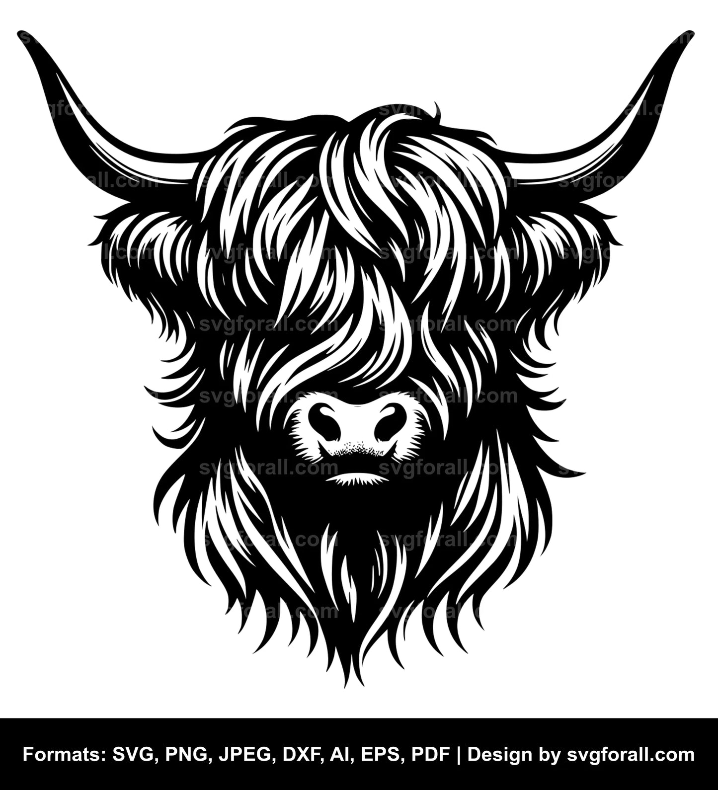 Highland Cattle Black SVG