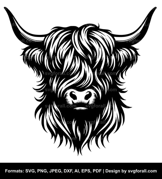 Highland Cattle Black SVG