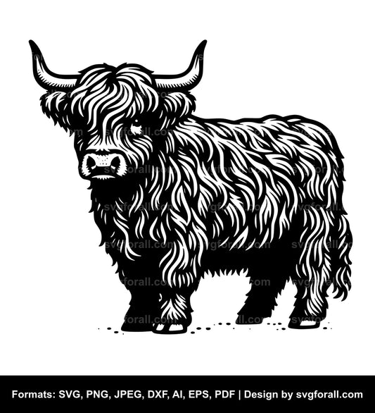 Highland Cow Black SVG