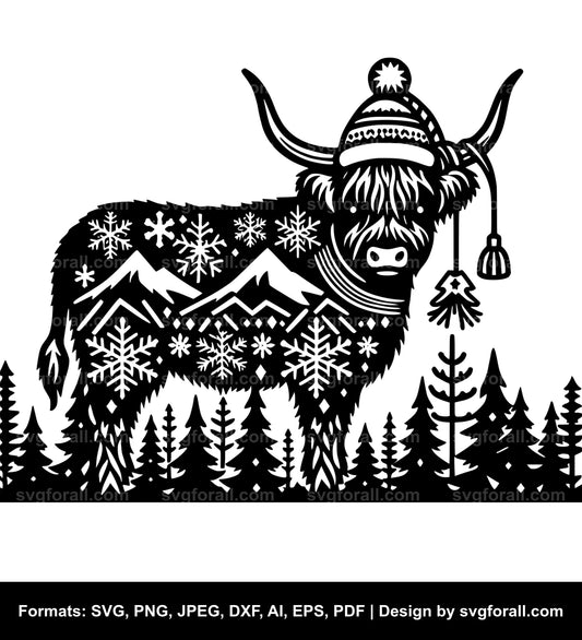 Highland Cow Christmas SVG