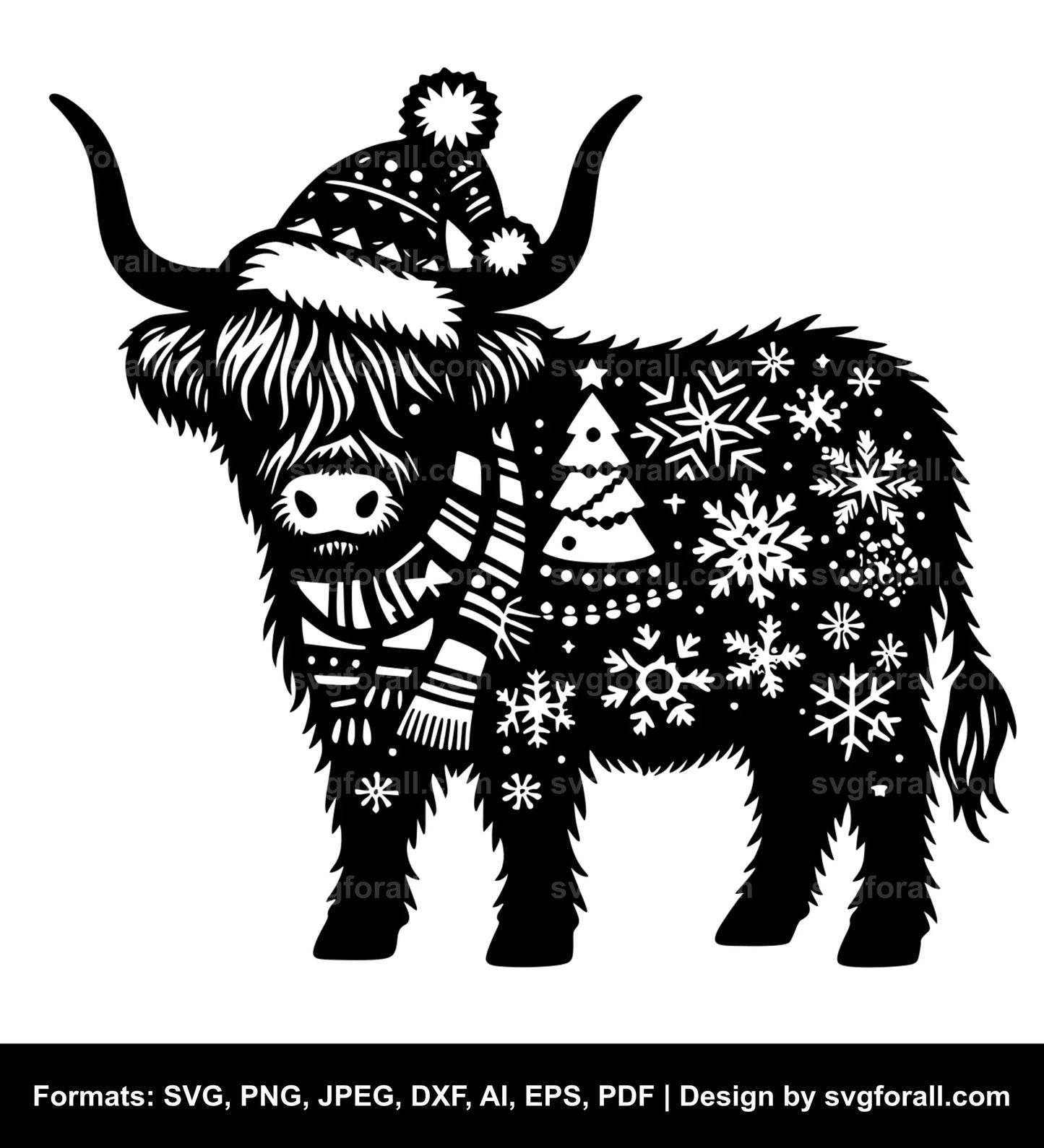 Highland Cow Christmas SVG File