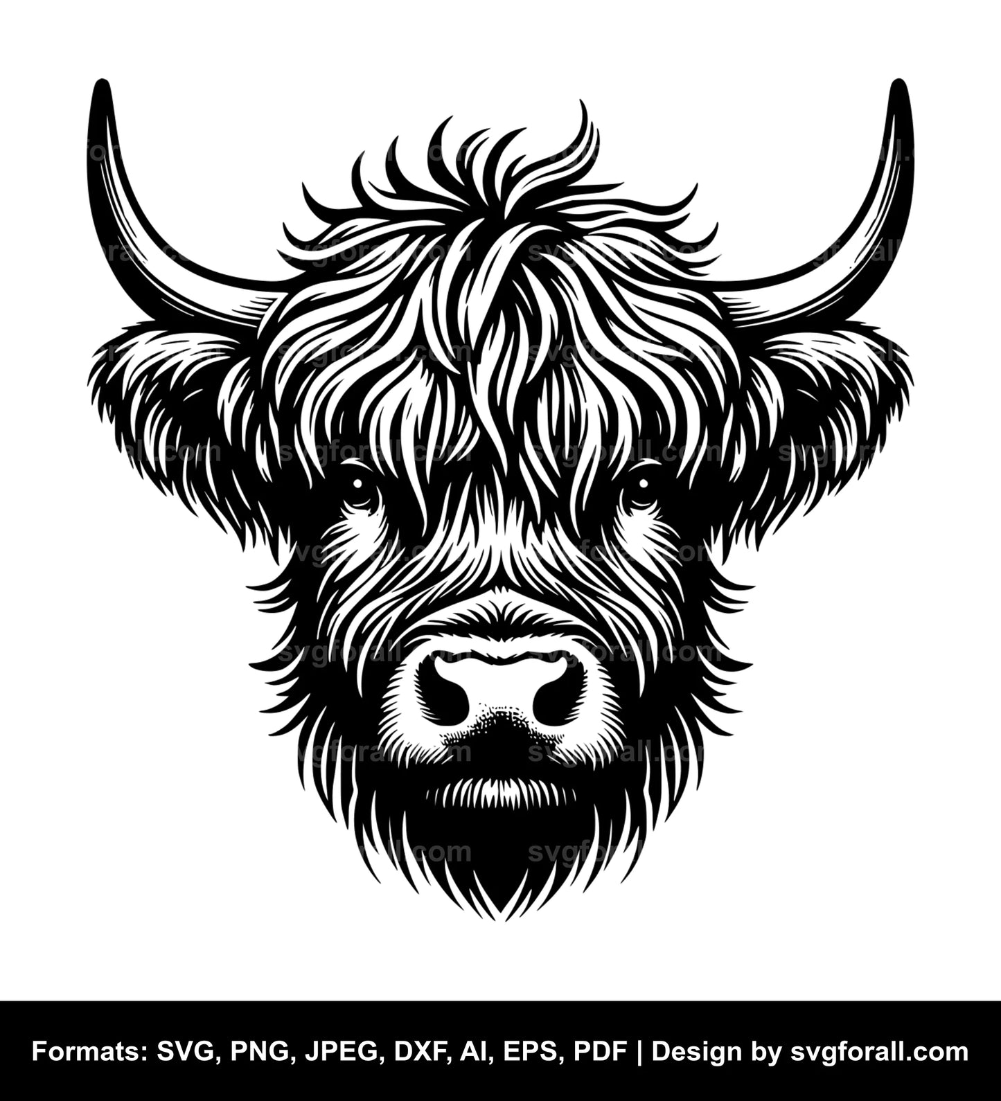 Highland Cow Face Cricut SVG