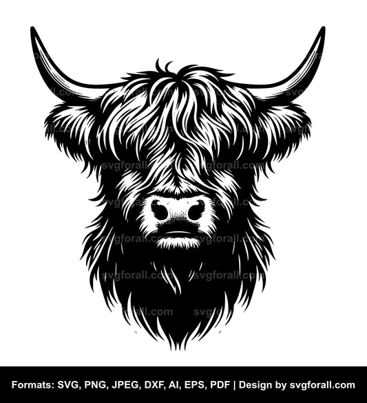 Highland Cow Face SVG