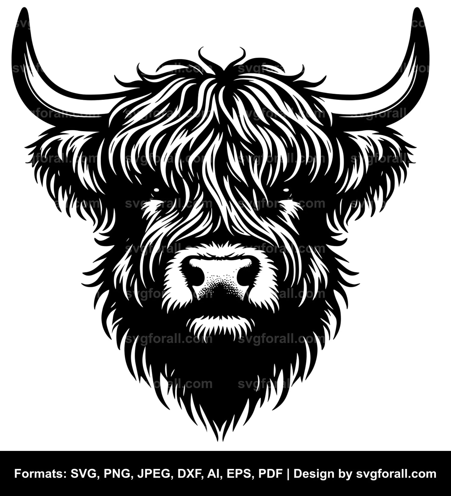 Highland Cow Face SVG Design