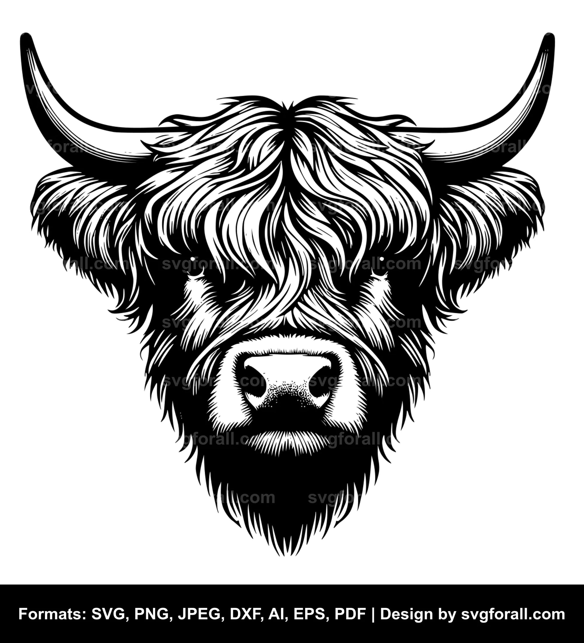 Highland Cow Face SVG File