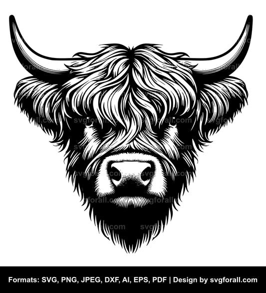 Highland Cow Face SVG File