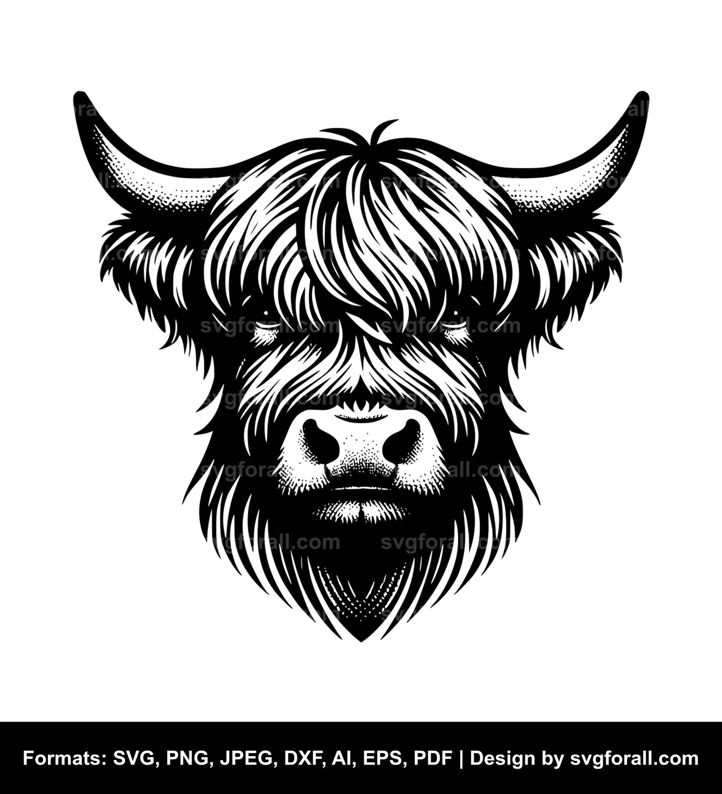 Highland Cow Face SVG PNG