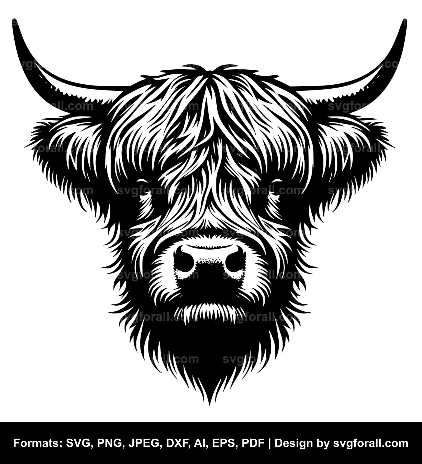 Highland Cow Face SVG Vector