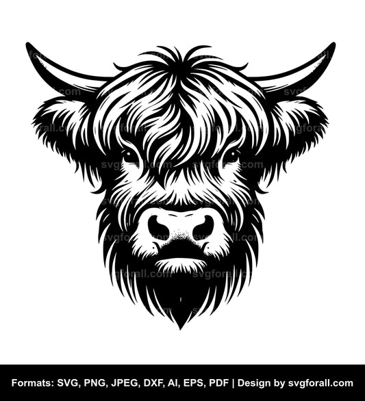 Highland Cow Face Vector SVG