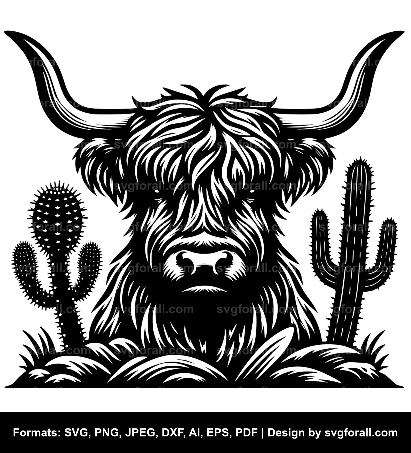 Highland Cow With Horn Cricut SVG