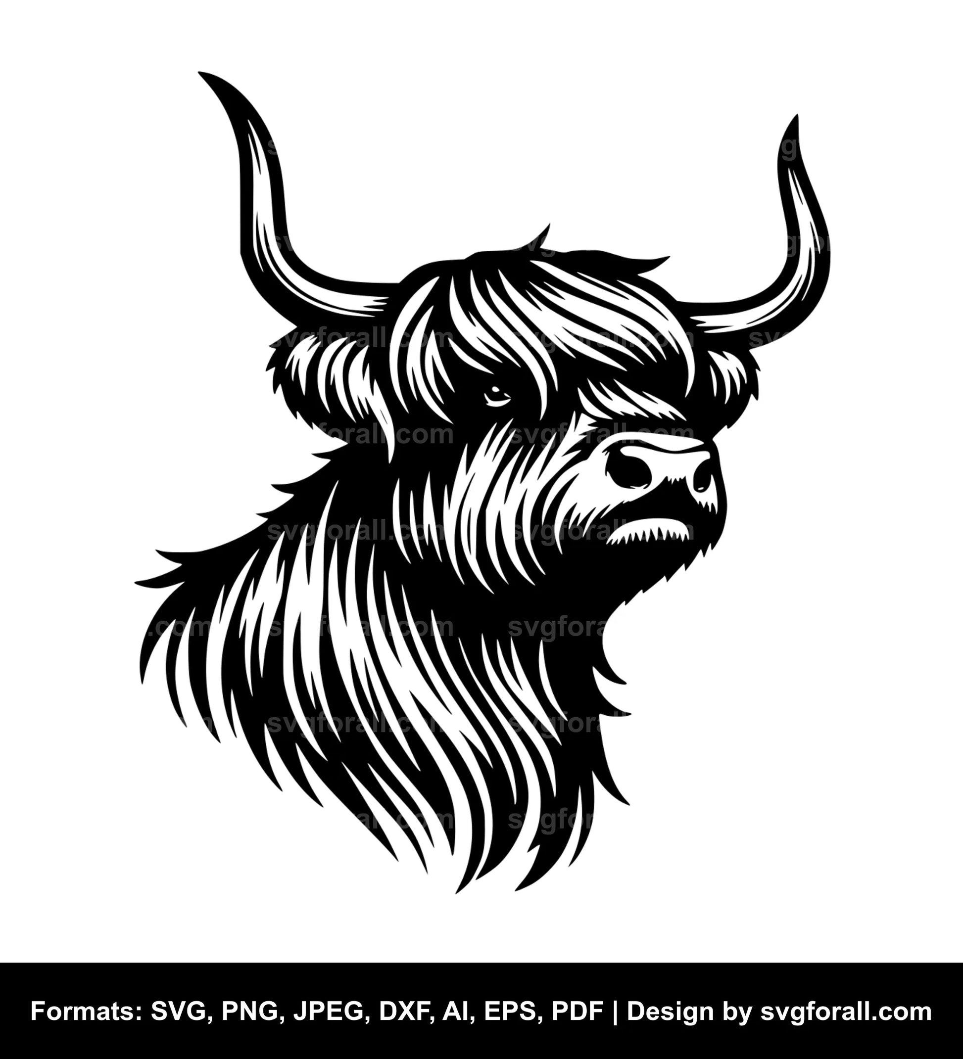 Highland Cow With Horn SVG Clipart