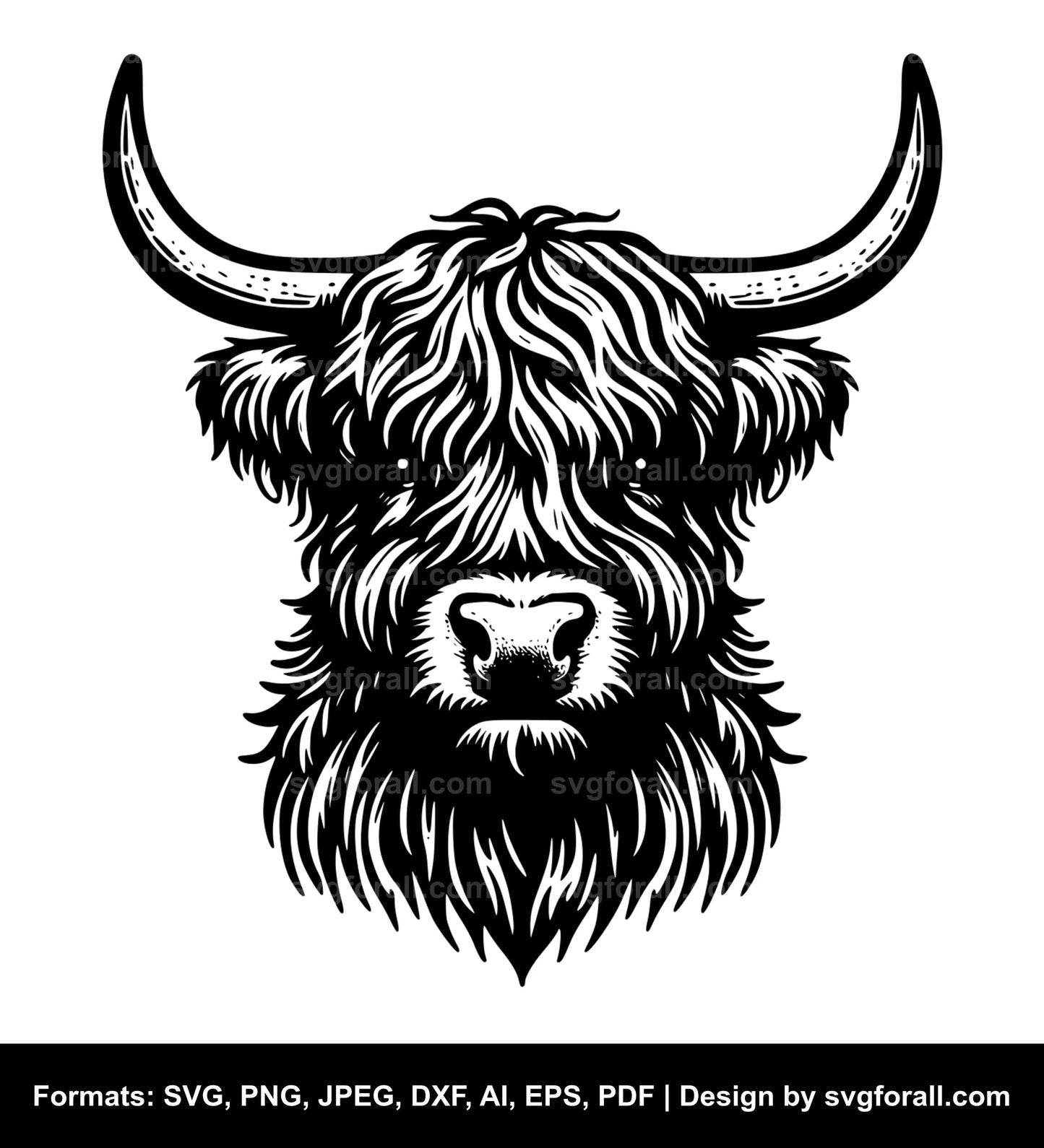 Highland Cow With Horn SVG Design