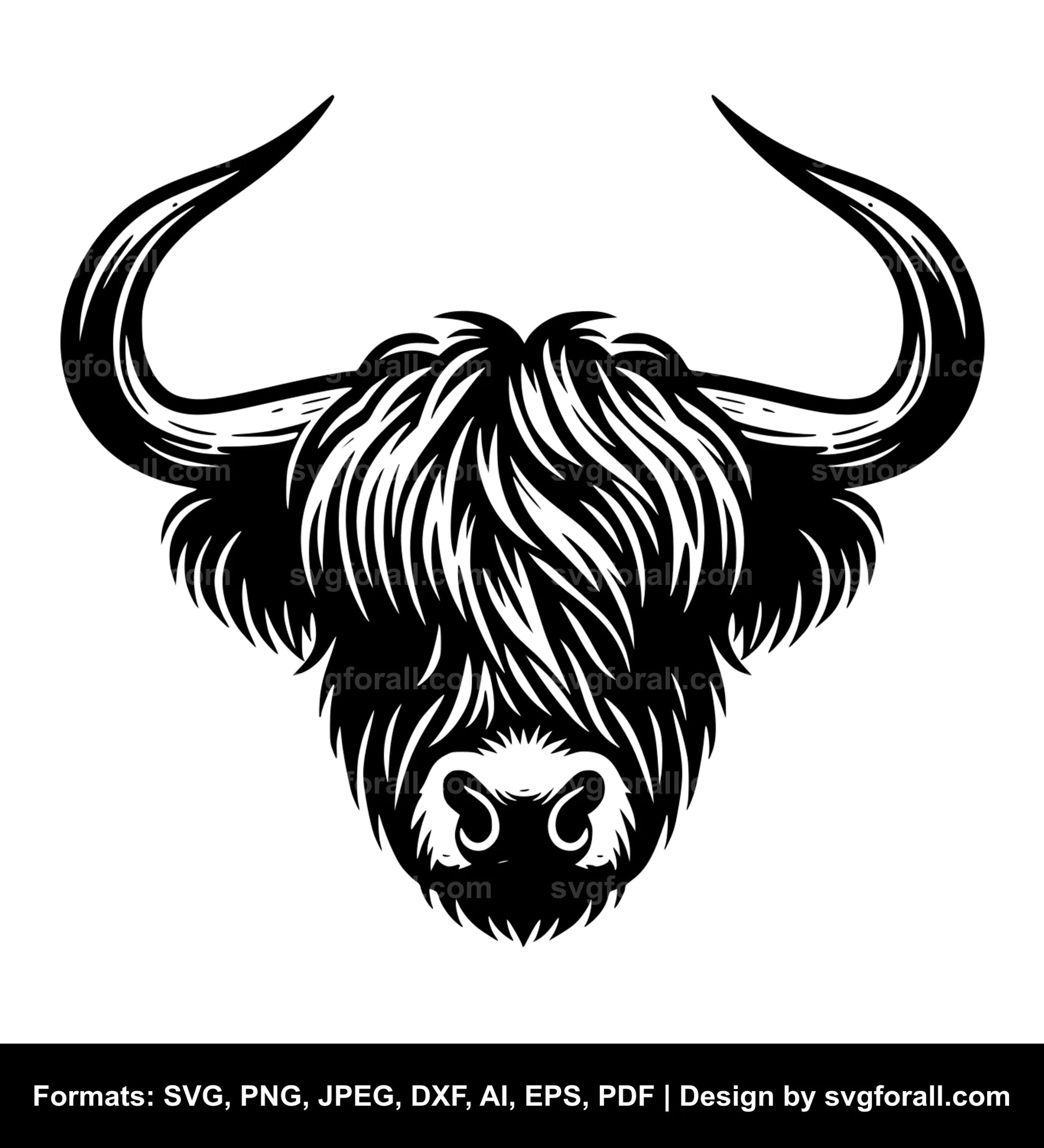 Highland Cow With Horn SVG File