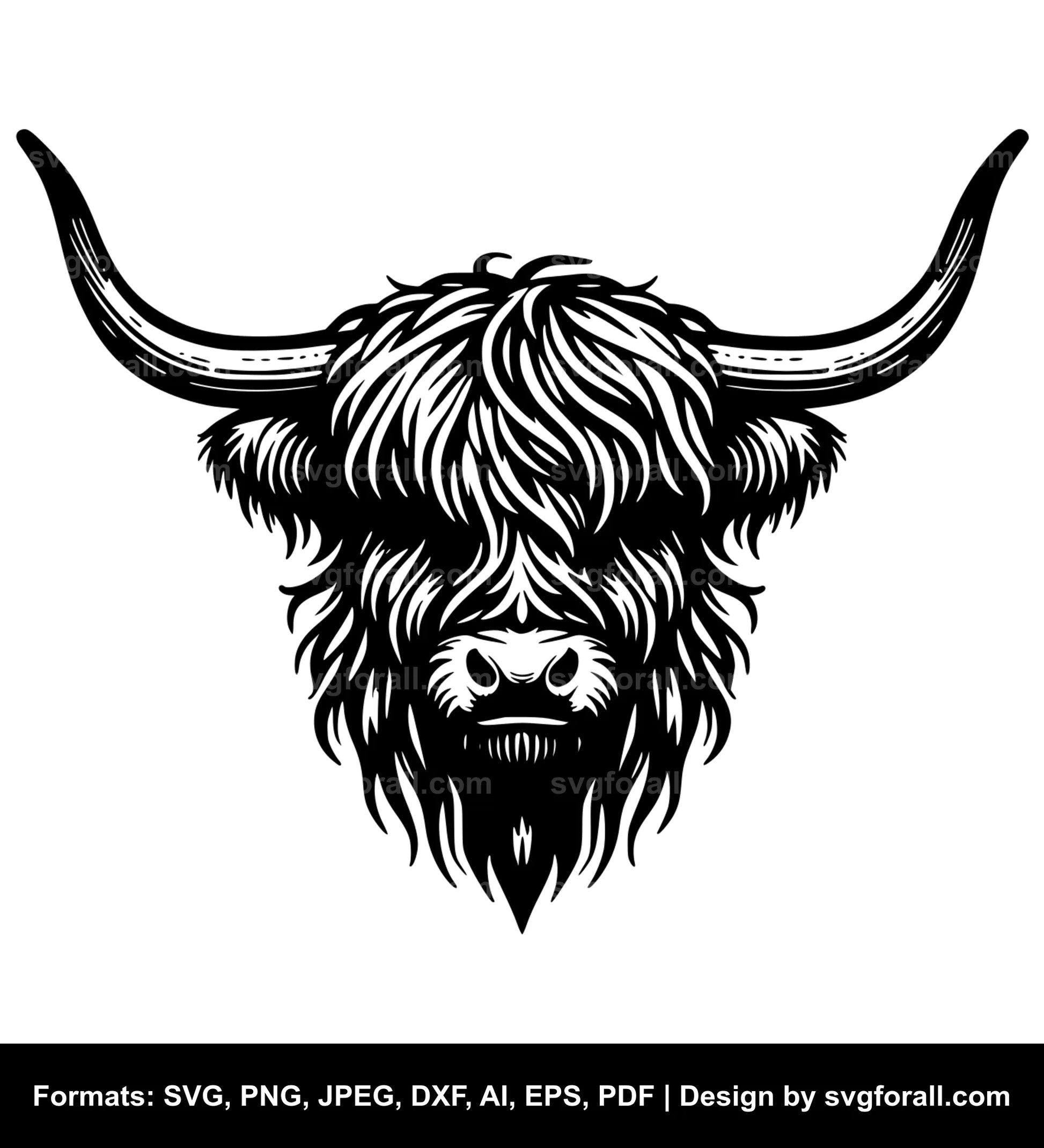 Highland Cow With Horn SVG PNG