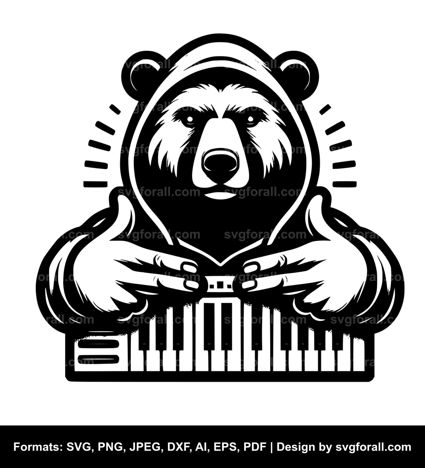 Hip Hop Bear Black SVG