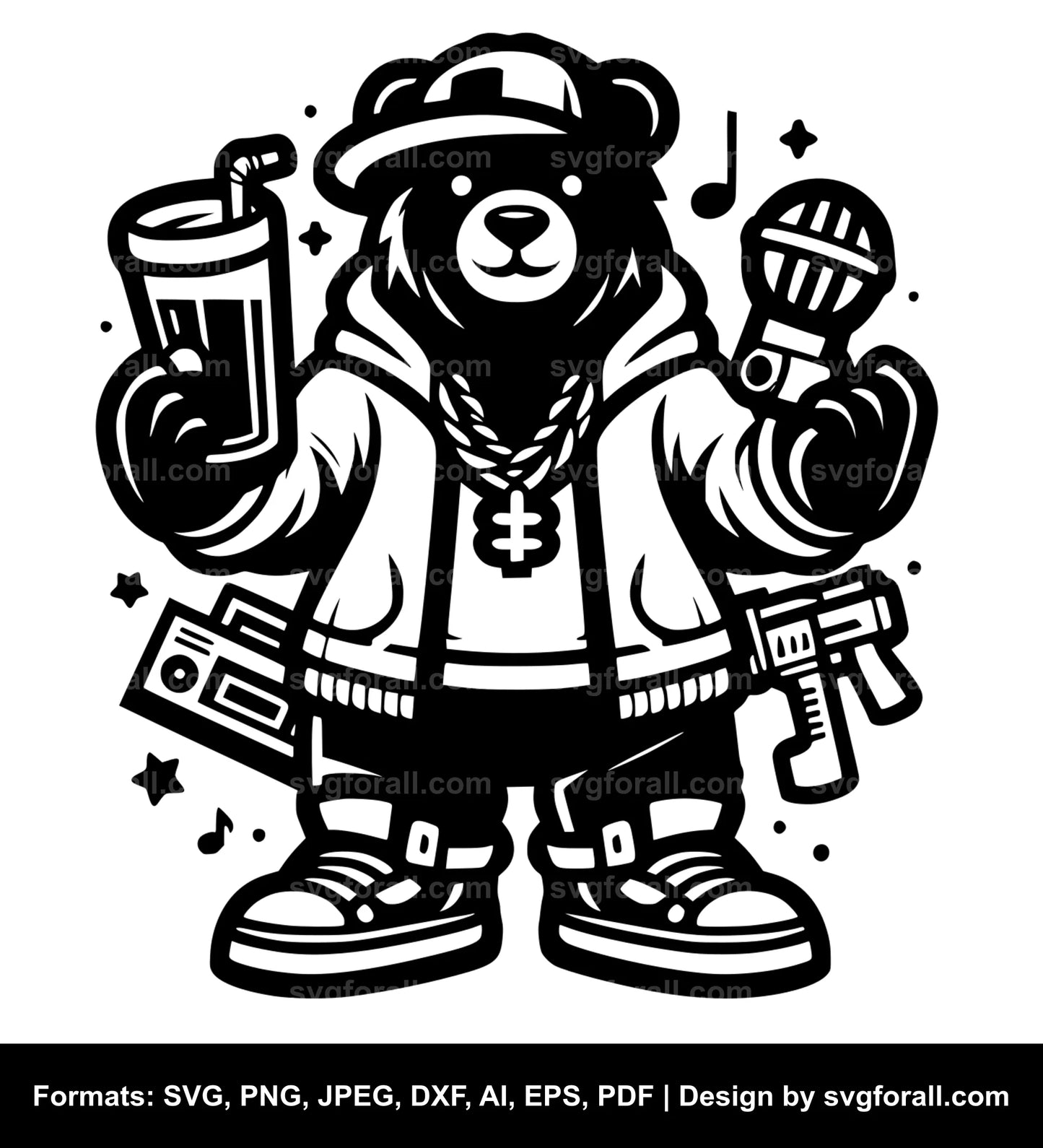 Hip Hop Bear SVG Vector