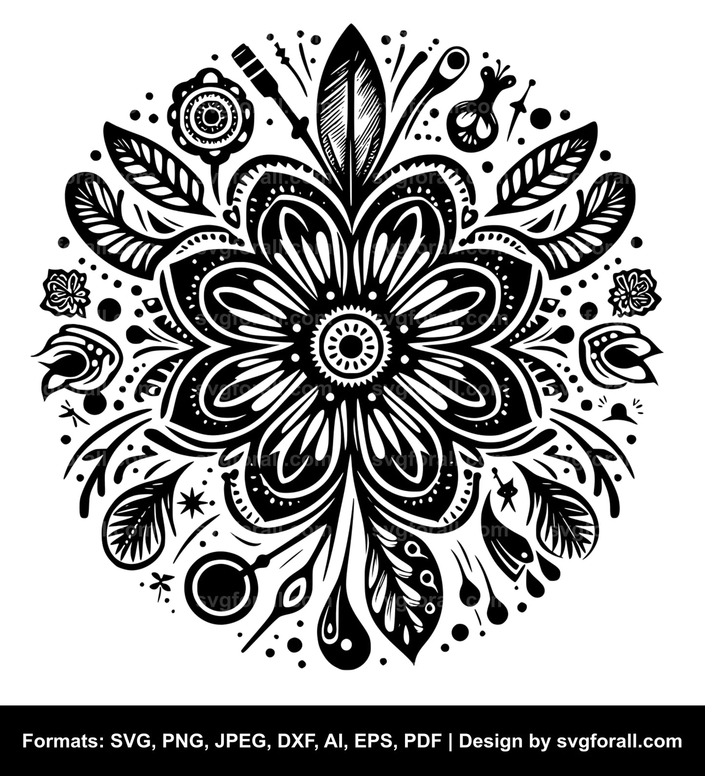 Hippie Flower Black SVG