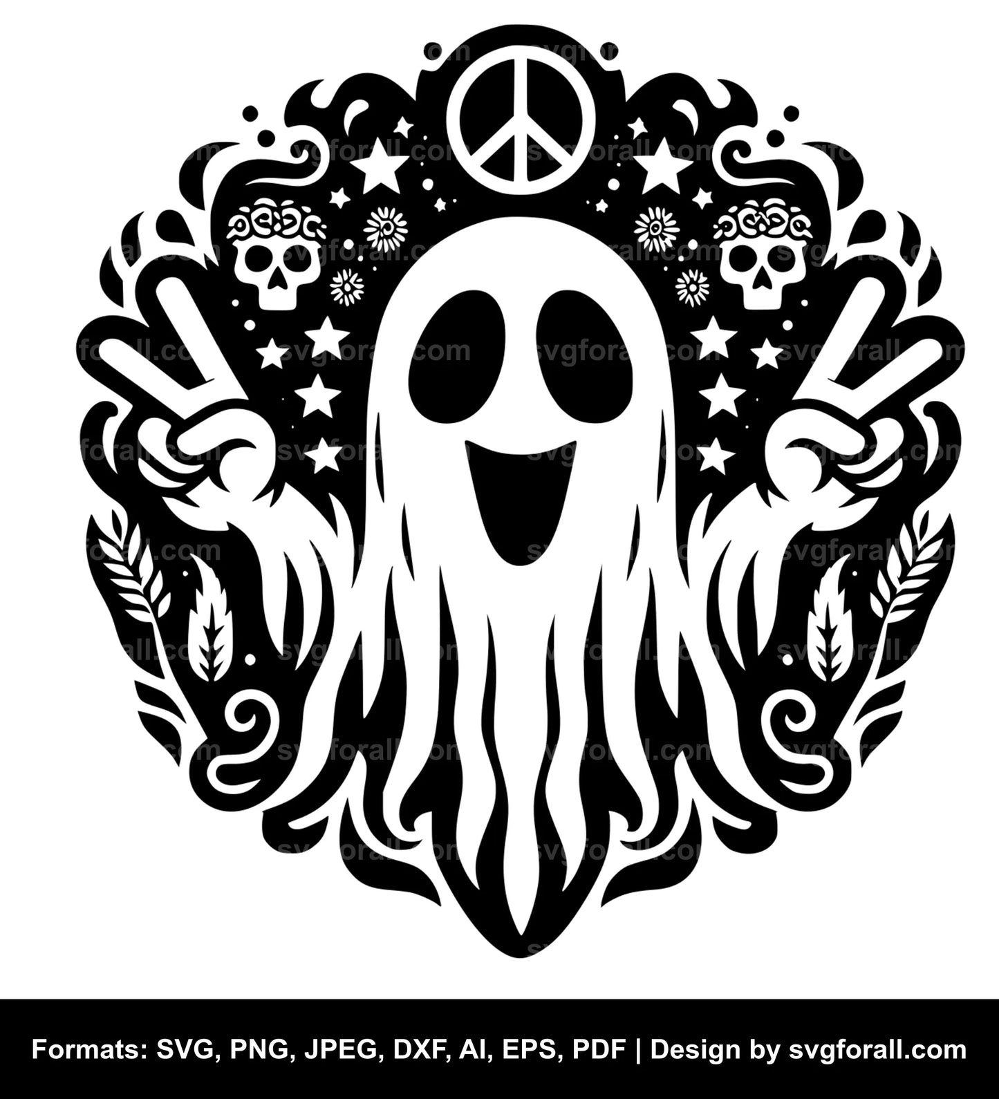 Hippie Ghost Clipart SVG