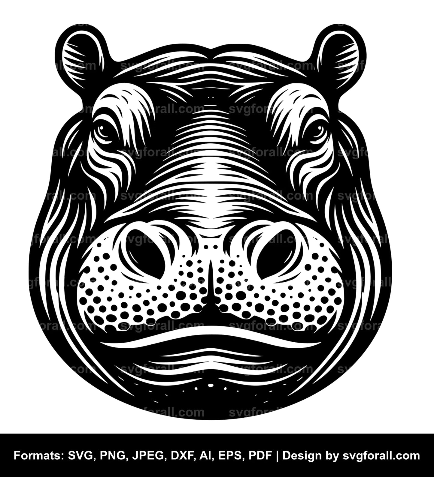 Hippo Face Black SVG