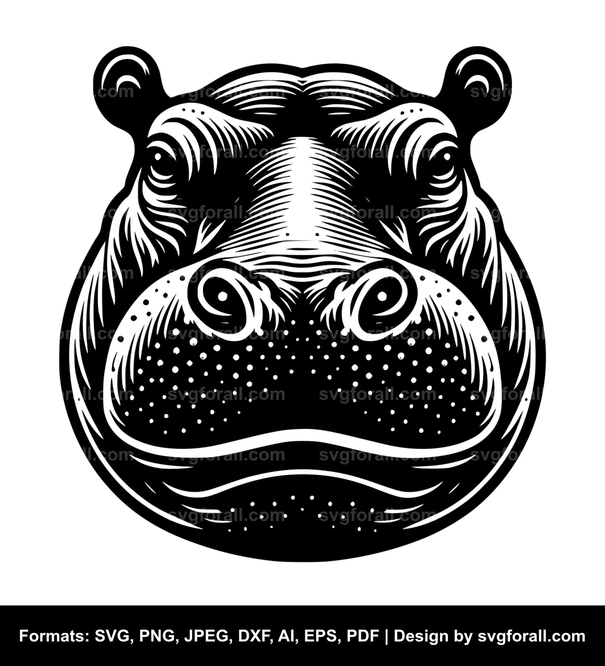 Hippo Face SVG File