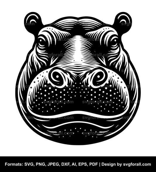 Hippo Face SVG File