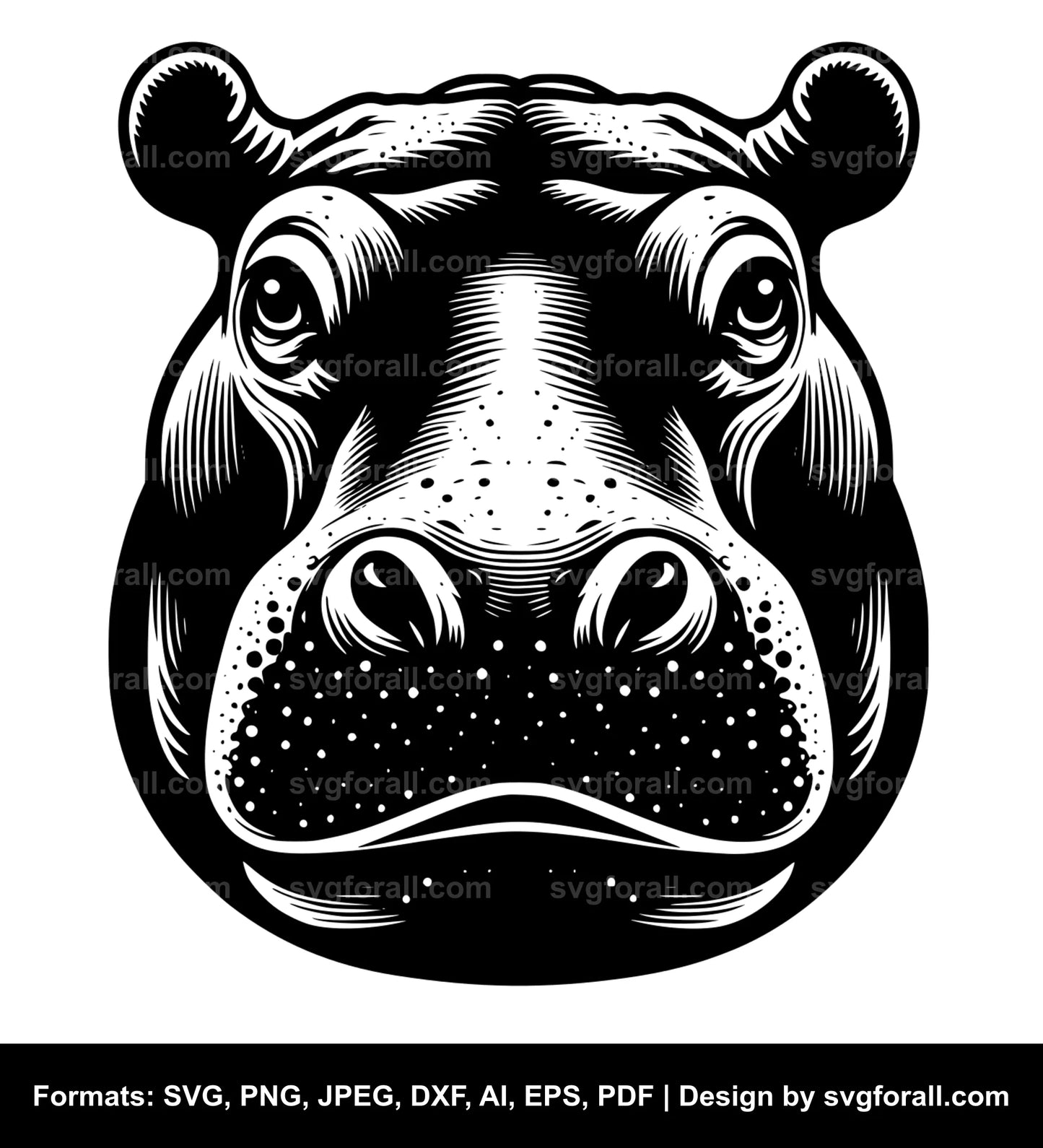 Hippo Face SVG PNG