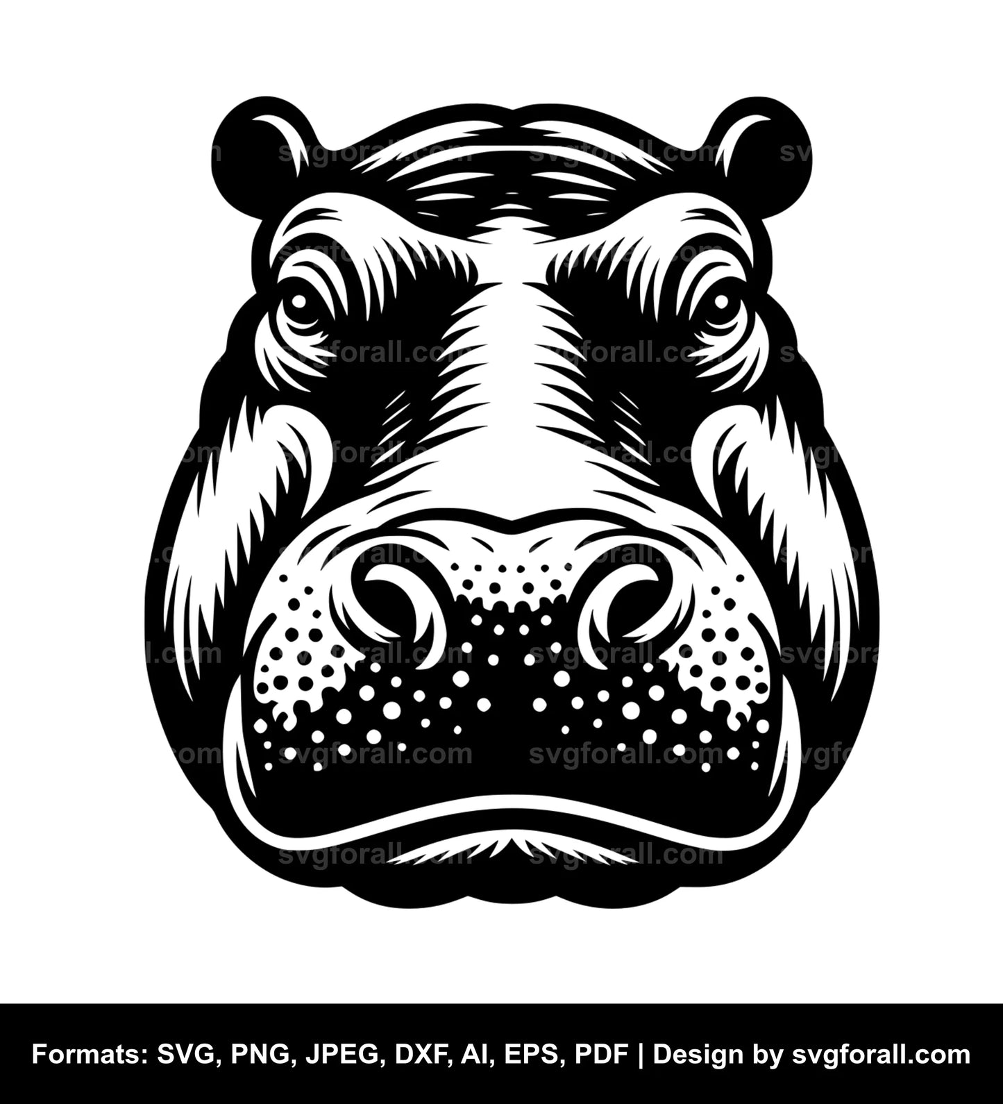 Hippo Face SVG Vector