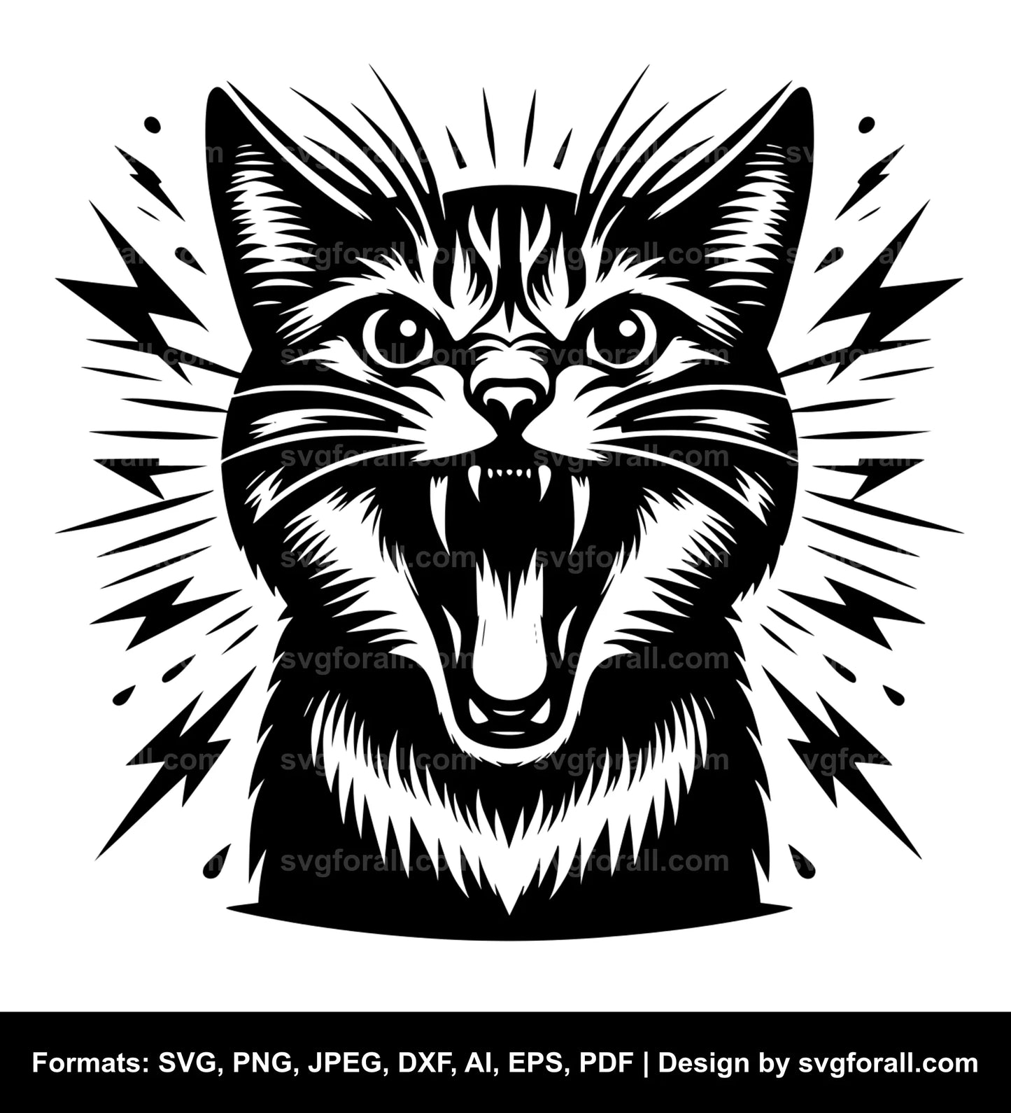 Hissing Cat Black SVG