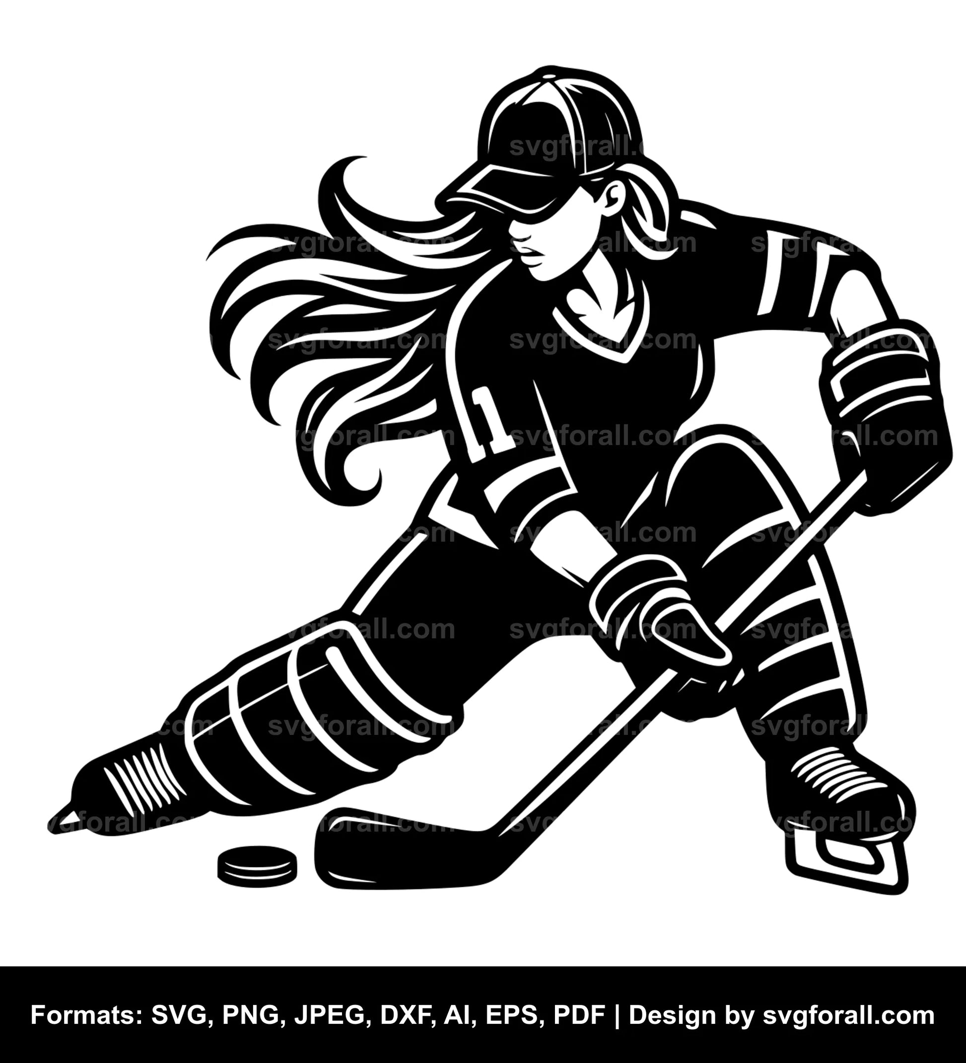 Hockey Girl Black SVG