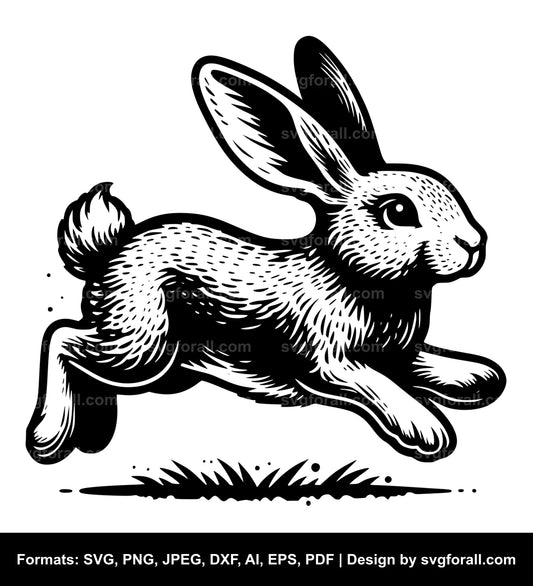 Hopping Bunny Black SVG