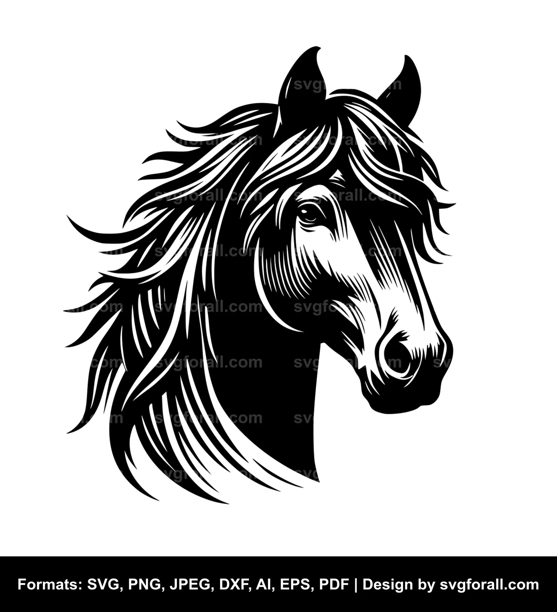 Horse Face Black SVG