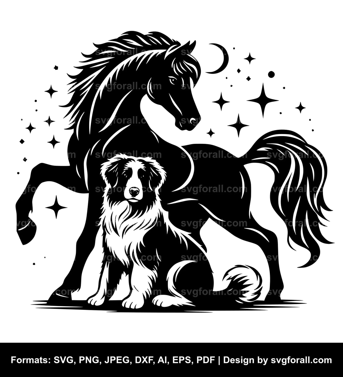 Horse With Dog SVG File