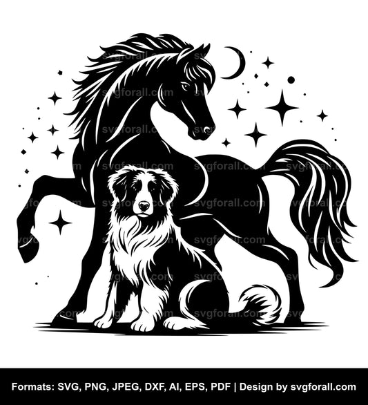 Horse With Dog SVG File