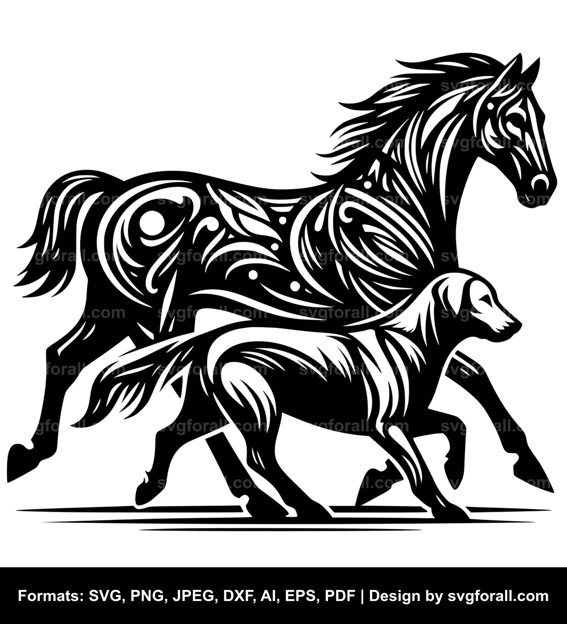 Horse With Dog SVG Vector