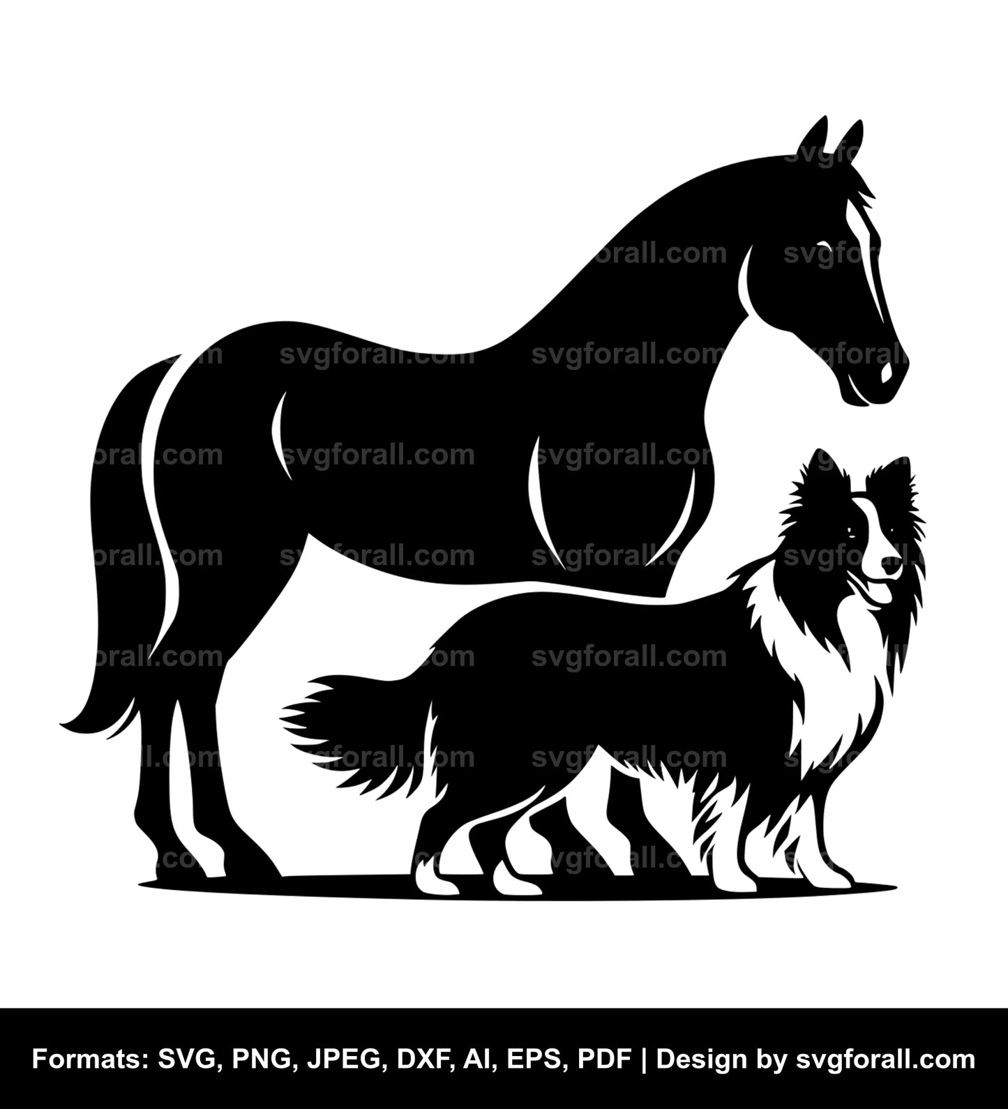 Horse With Dog Vector SVG