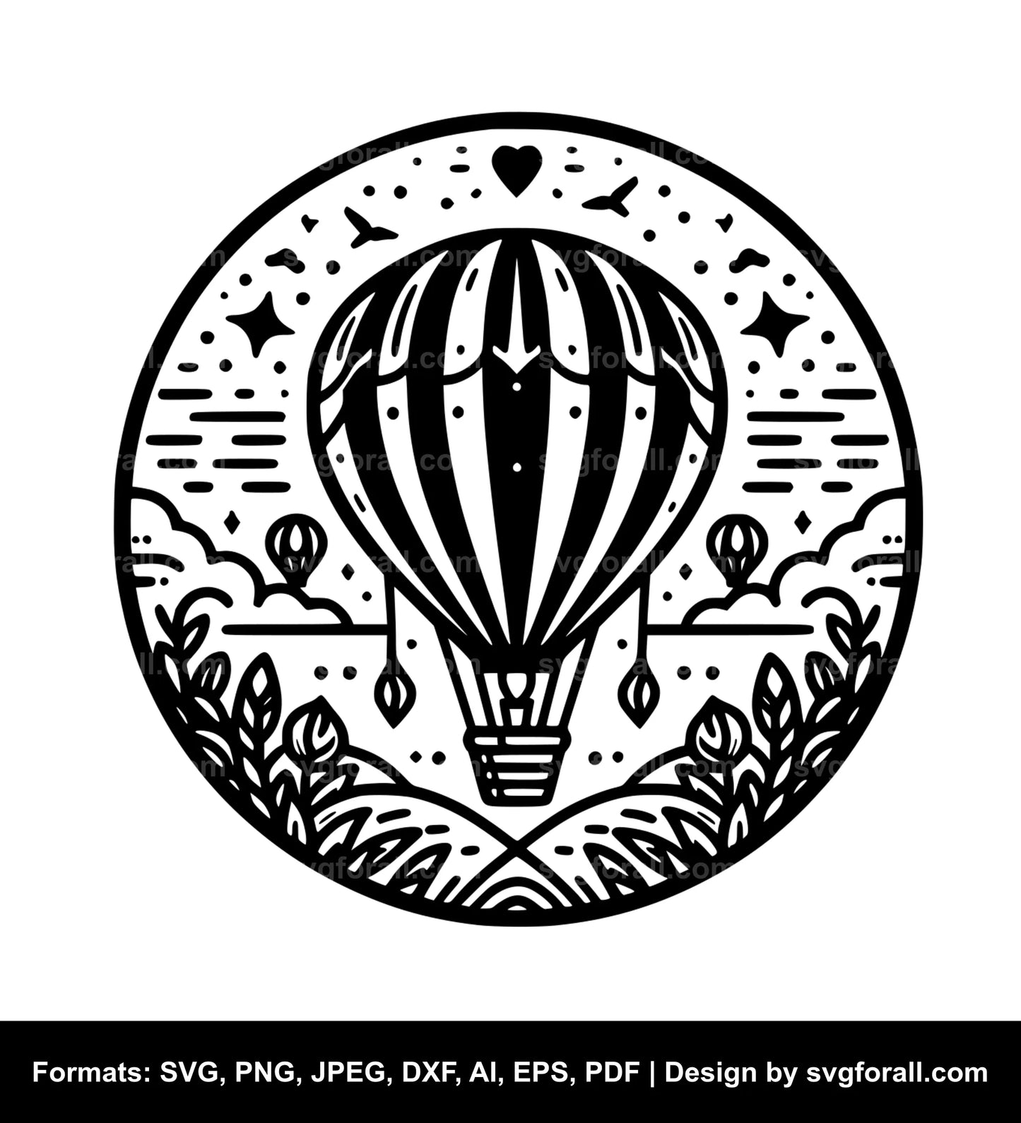 Hot Air Balloon Black SVG