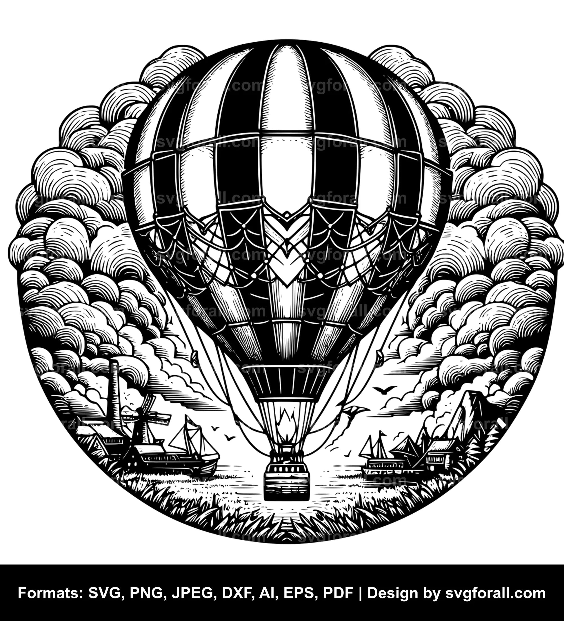 Hot Air Balloon Vector SVG