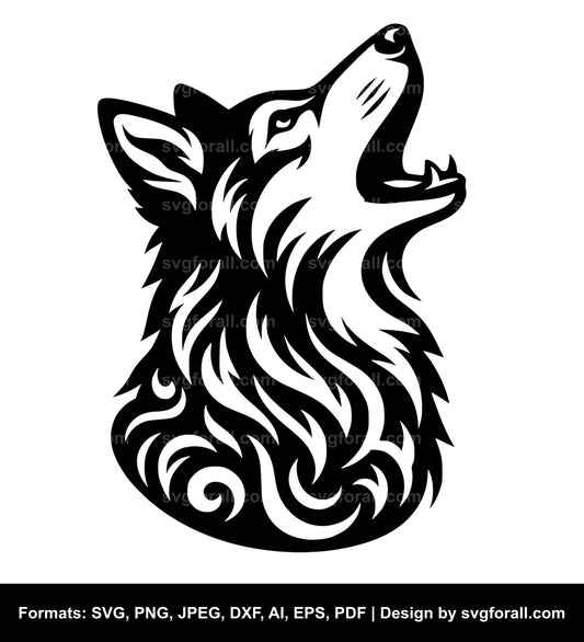 Howling Dog Black SVG