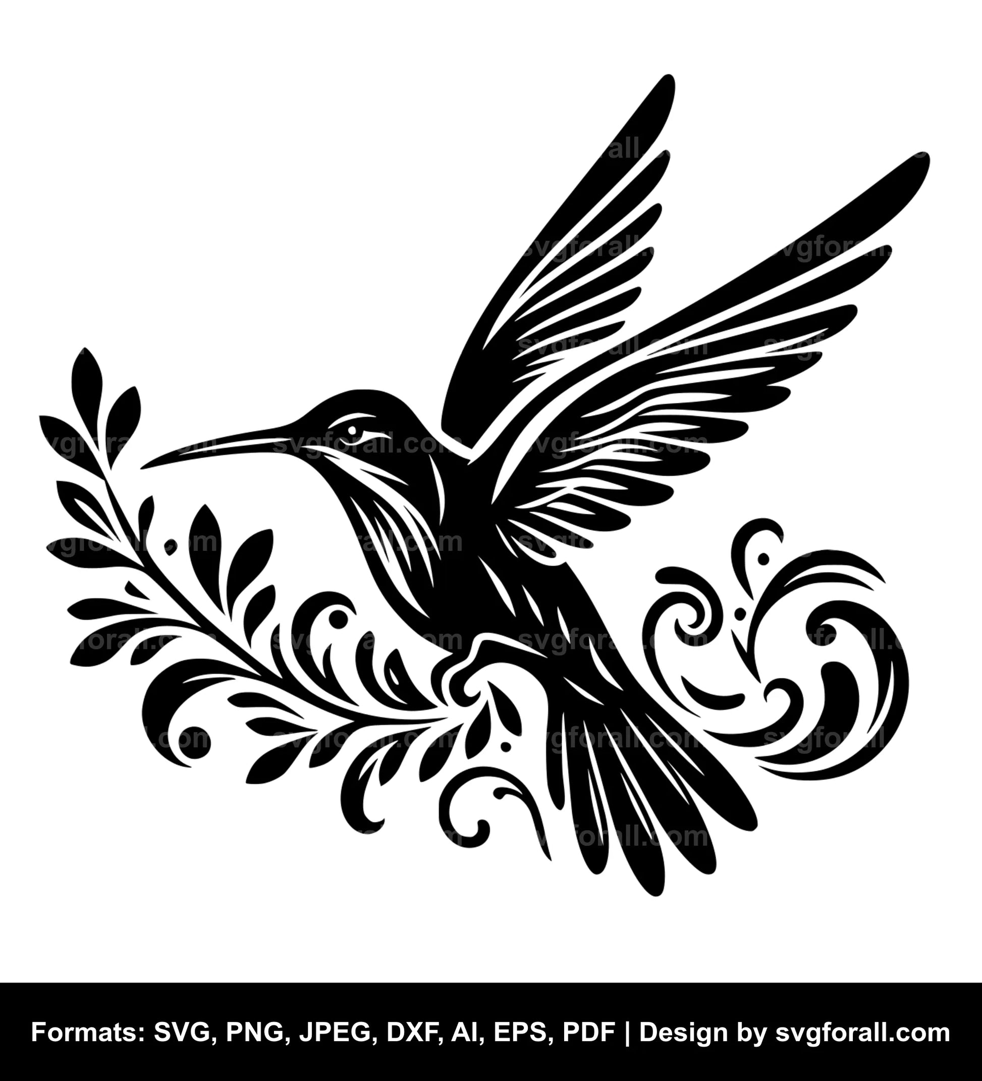 Humming Bird Black SVG