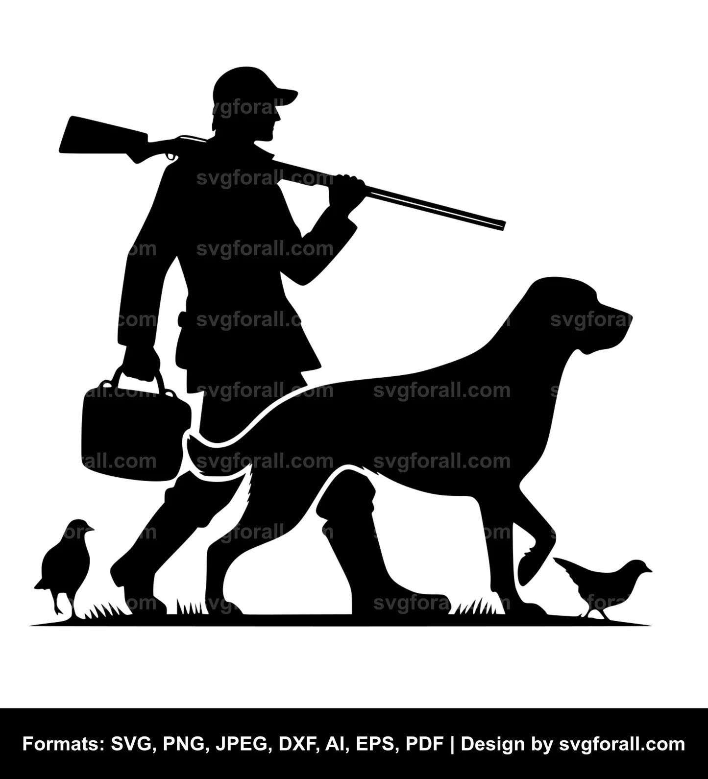 Hunter With Dog Black SVG