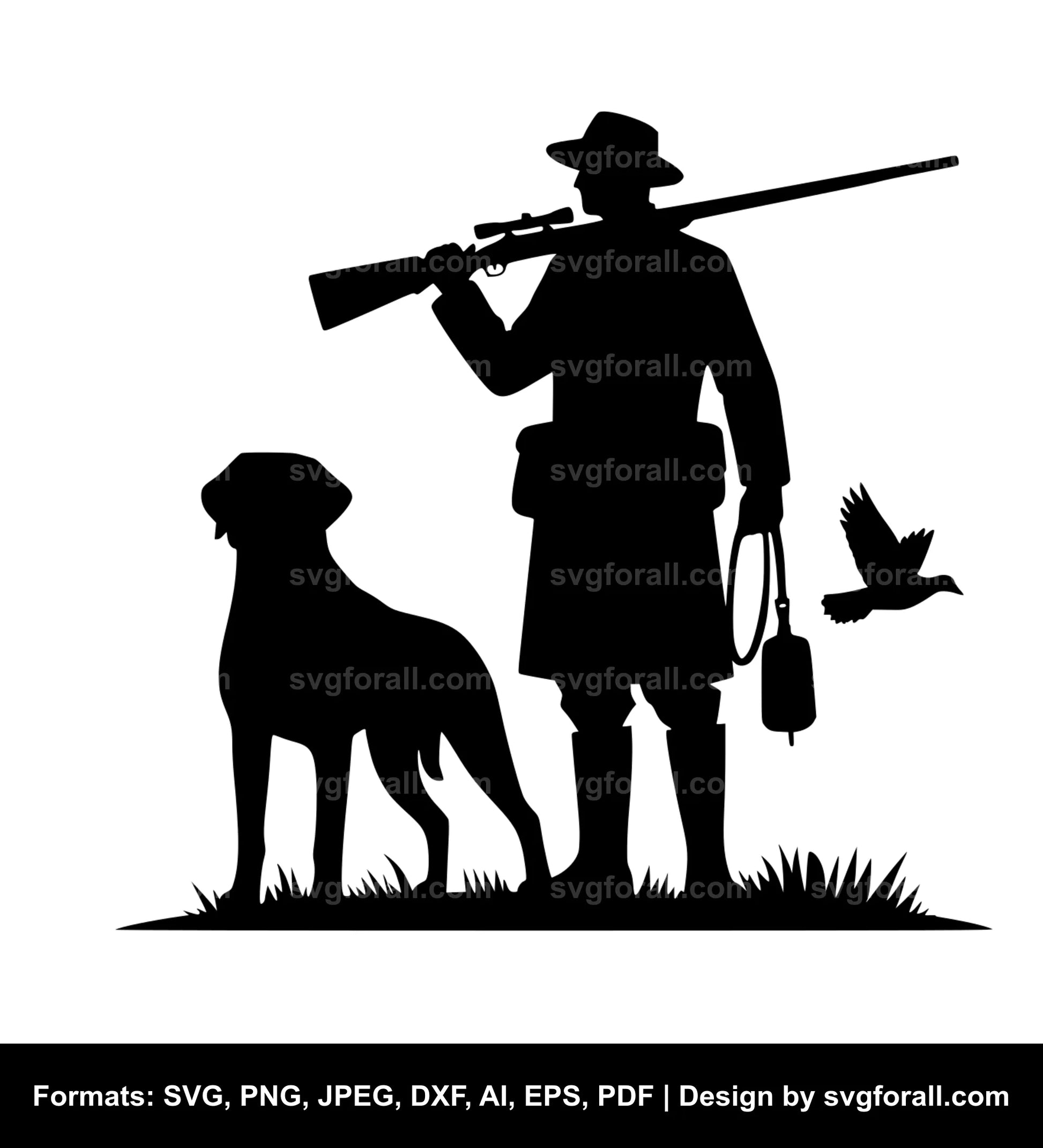 Hunter With Dog SVG Vector