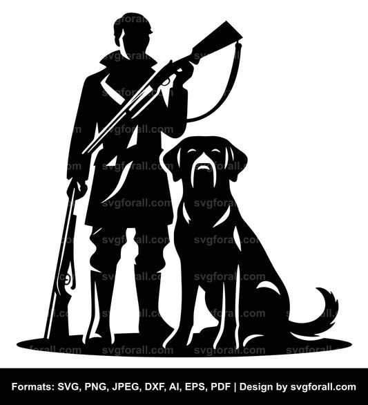 Hunter With Dog Vector SVG