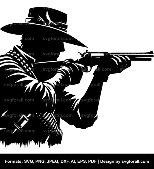 Hunter With Gun Black SVG