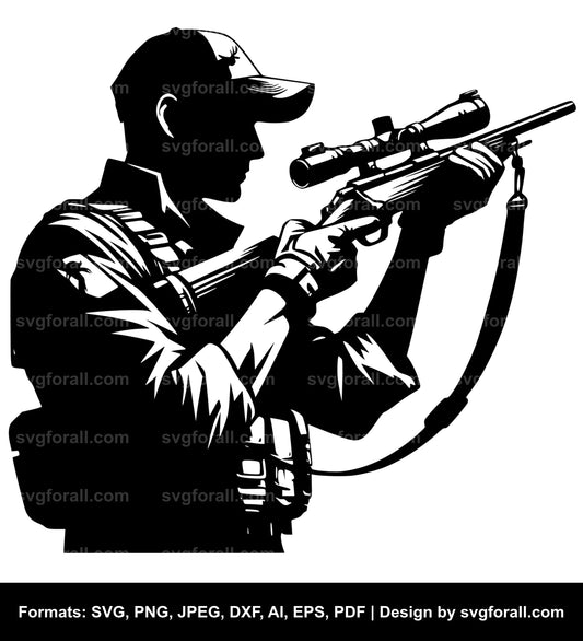 Hunter With Gun SVG Vector