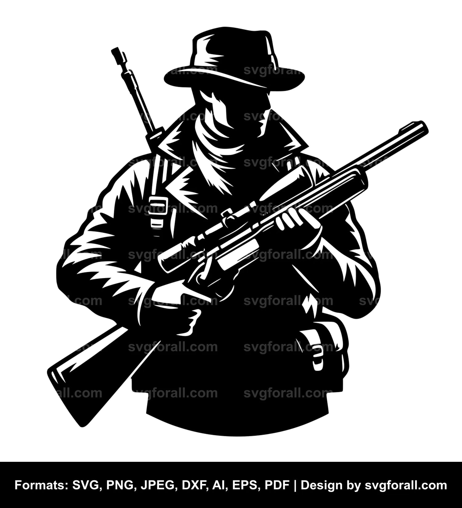 Hunter With Gun Vector SVG