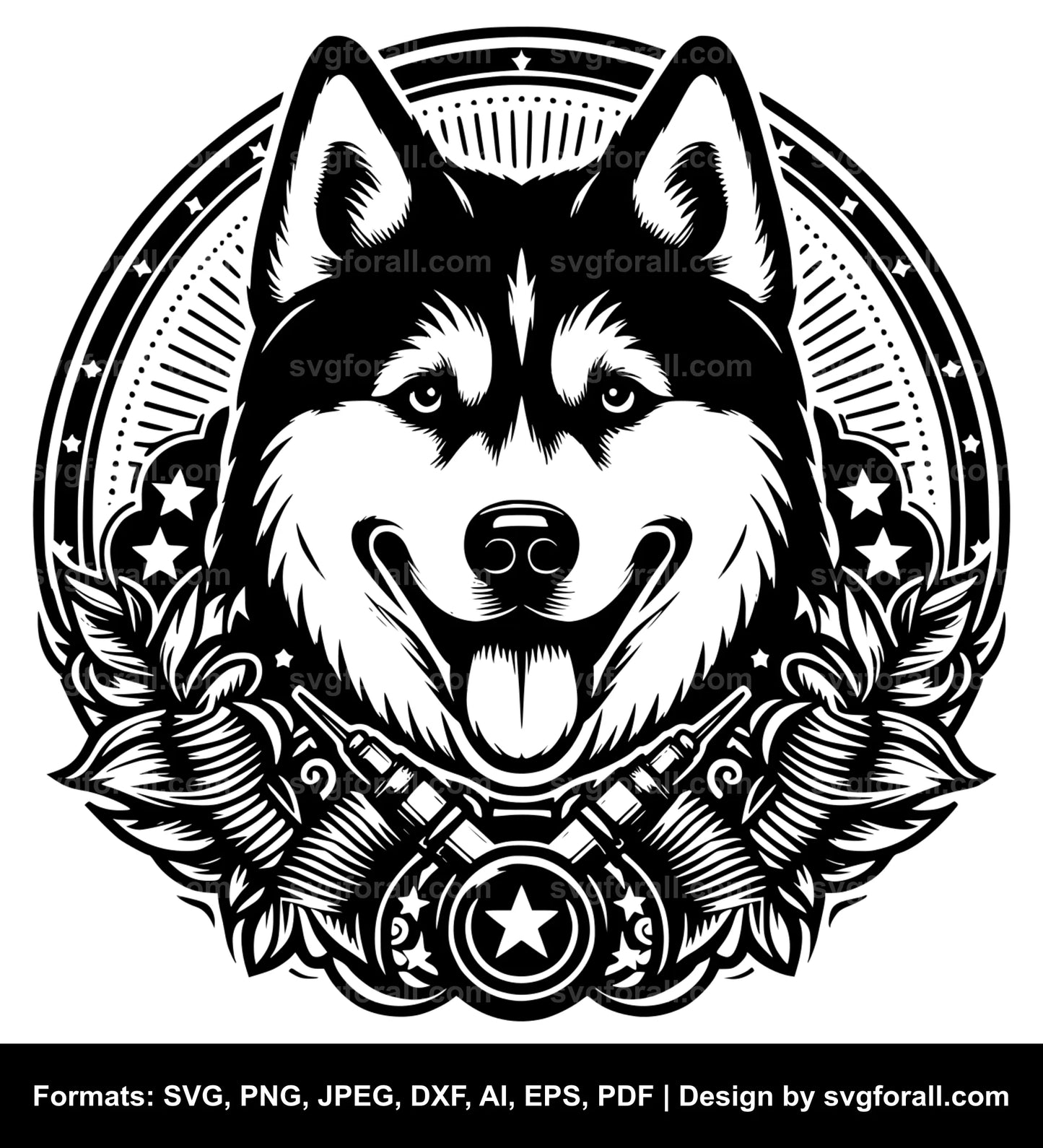 Husky Dog Black SVG