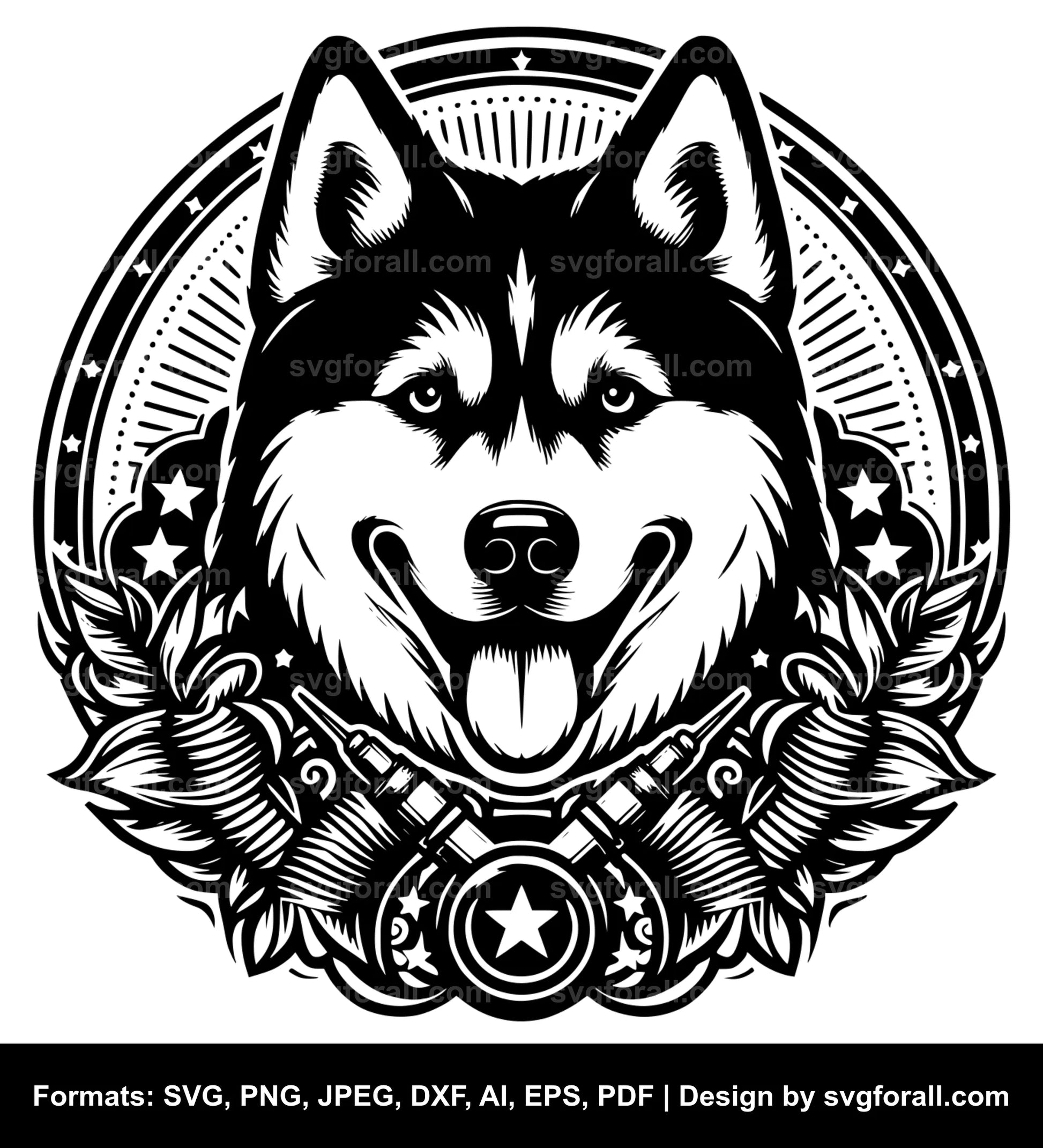 Husky Dog Black SVG