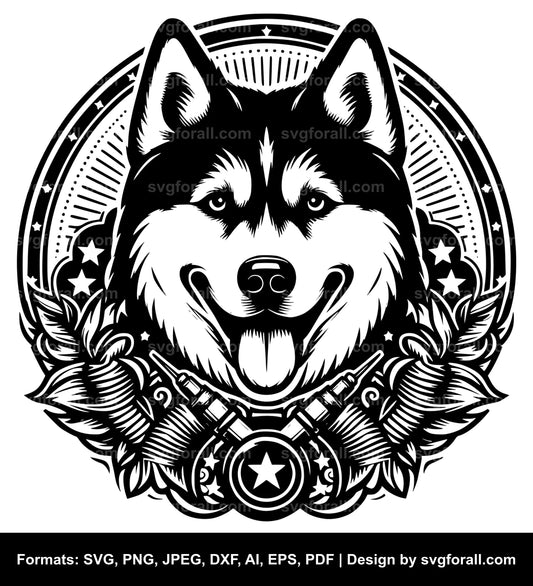 Husky Dog Black SVG