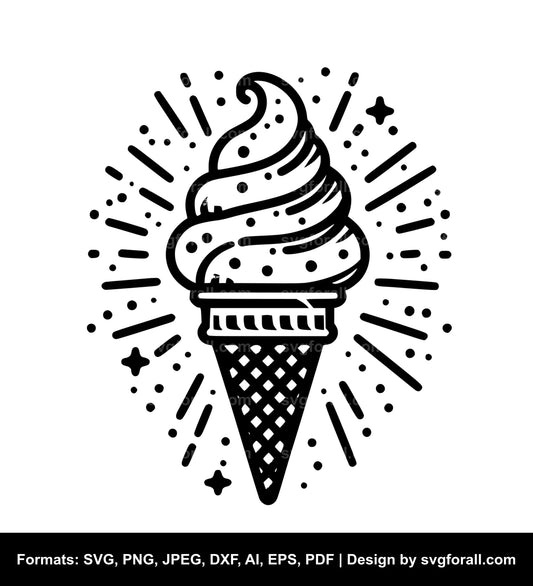 Ice Cream Cone Black SVG